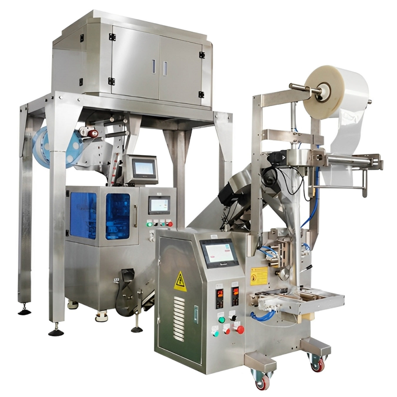 SCAYL 4-Bowl Pyramid Tea Bagging Machine + Teabag Outer Packaging Machine