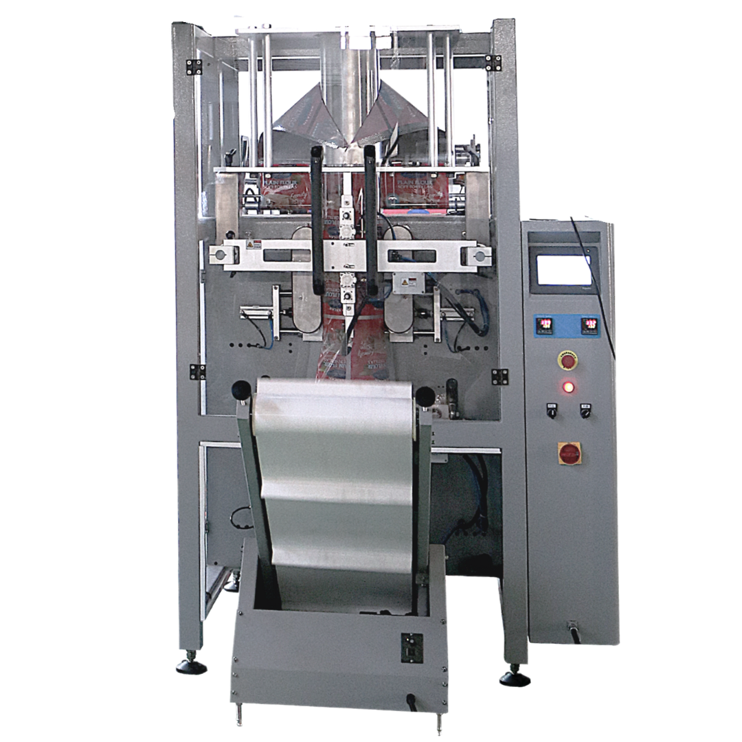 A VFFS-420 automated packaging system machine, which is a high-speed automated machine used for forming, filling, and sealing bags directly from a roll of film.