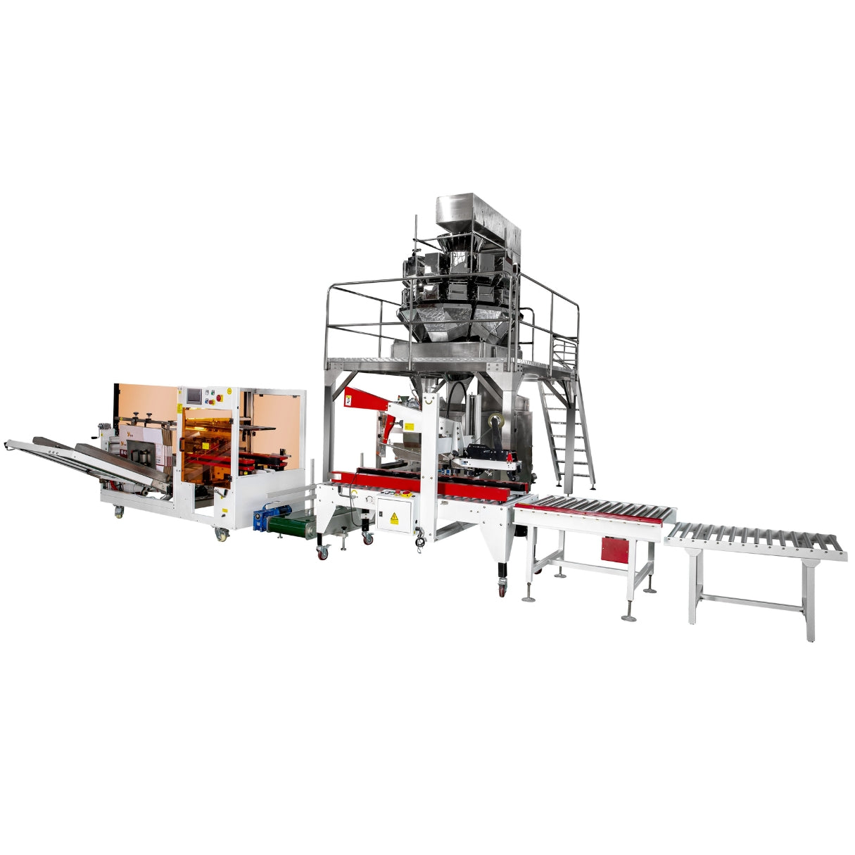 Industrial packaging machine on a white background