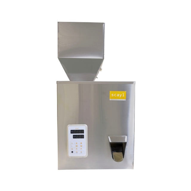 Stainless steel hand dryer with digital display on a white background
