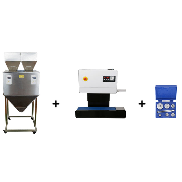 Three pieces of industrial equipment on a white background