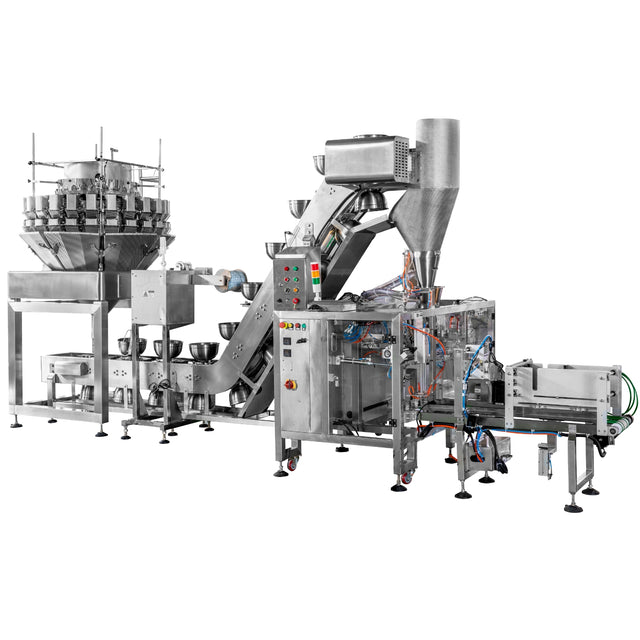 Industrial packaging machine on a white background