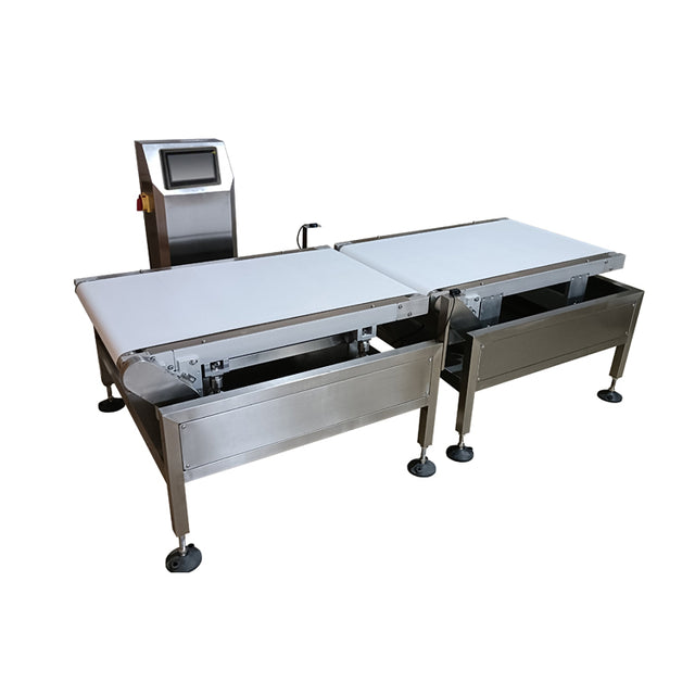 Large industrial inspection table with a computer monitor on a white background