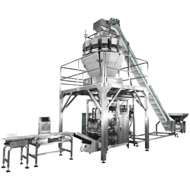 Industrial packaging machine on a white background