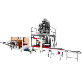Industrial packaging machine on a white background