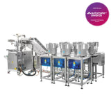 Industrial packaging machine with 'Automate UK Awards' badge on a white background