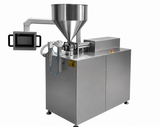 304 stainless steel industrial liquid filling machine with a screen on a white background